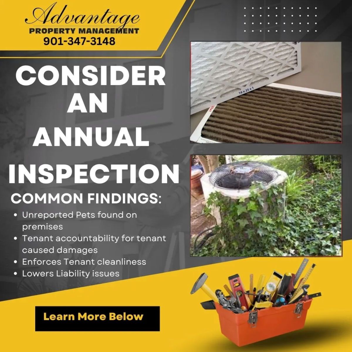 Consider an annual inspection for best property investment outcome.