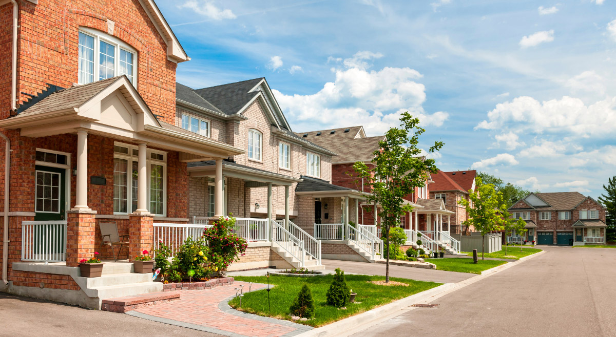 Showing houses in a row