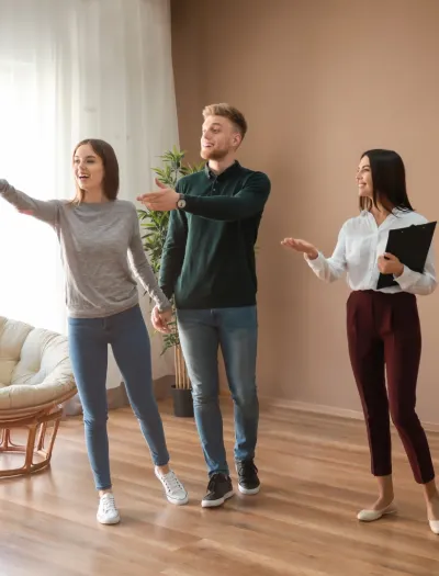 Couple being shown a property.