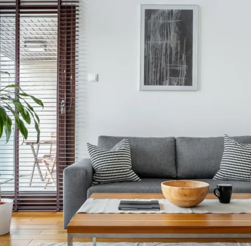 Living room with patio doors.