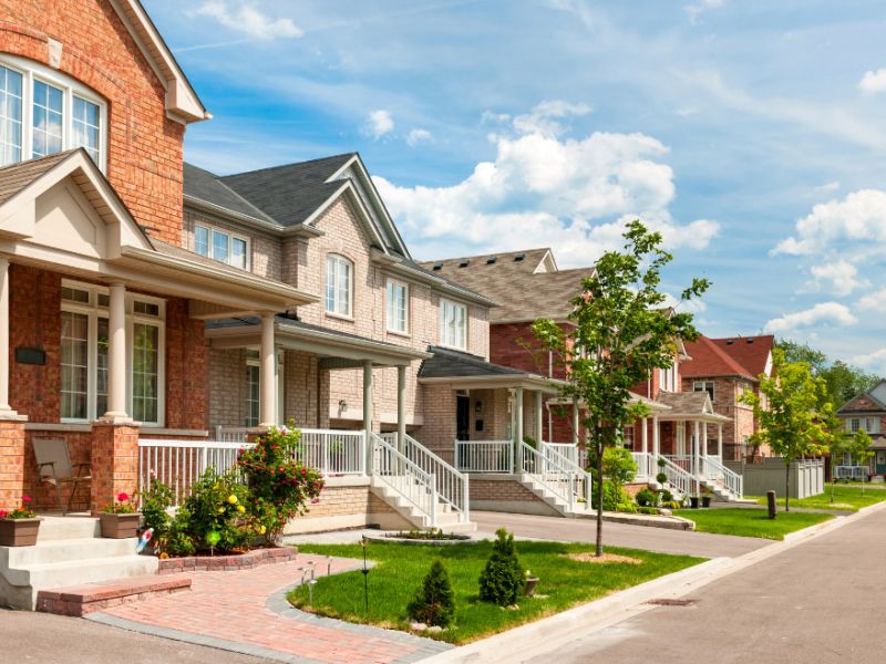 Showing houses in a row