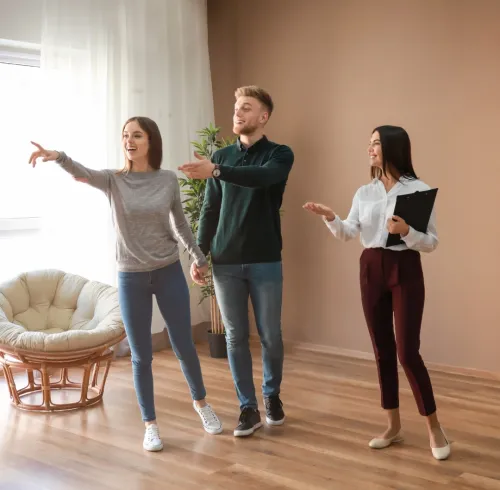 Couple being shown a property.