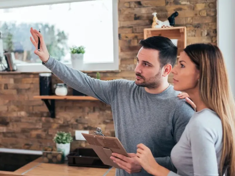 Project manager reviewing a Southaven MS rental kitchen renovation plan
