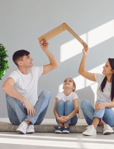 Family in new rental home, representing Section 8 property management services in Nesbit, MS