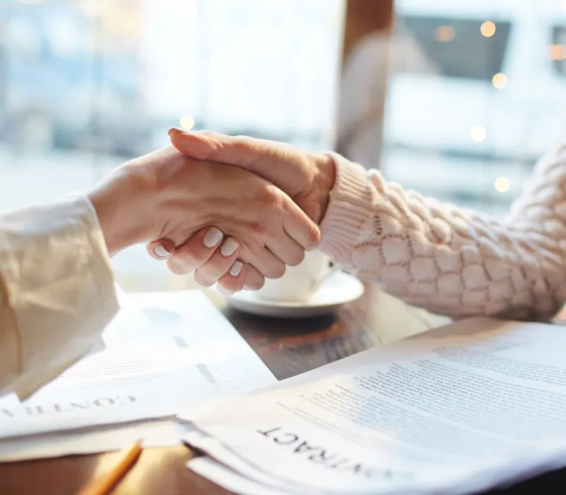 Tenant and landlord making an agreement after discussing all the rules