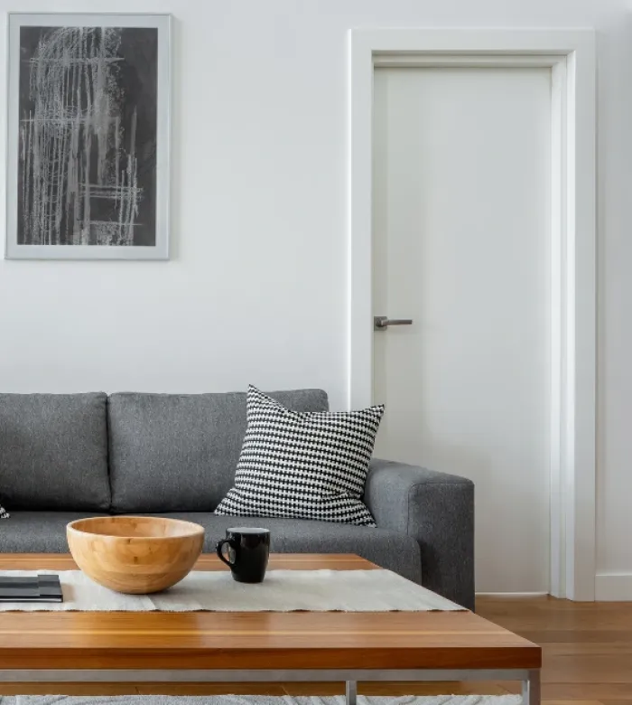 Living room with patio doors. Property Management in Cordova, TN