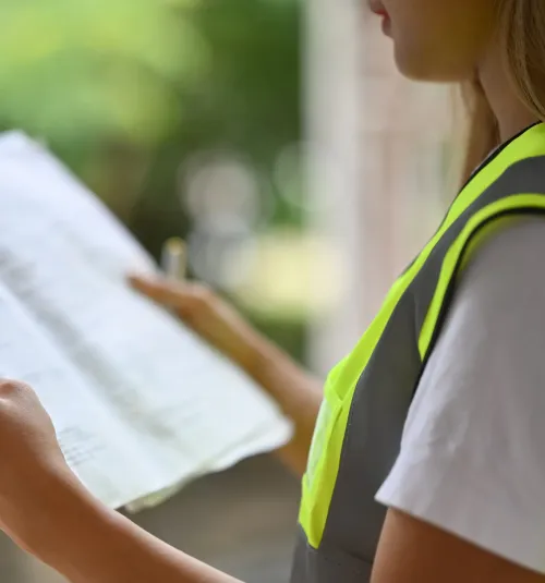 Property inspector reviewing a rental inspection report in Southaven, MS